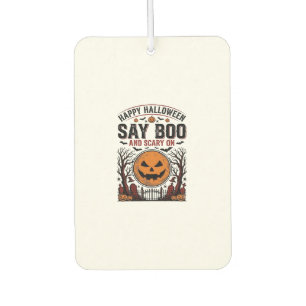 Halloween-Kürbis sagt Boo Gruselig Vintage_1 Autolufterfrischer