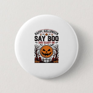 Halloween-Kürbis sagt Boo Gruselig Vintage_1 Button