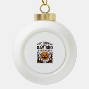 Halloween-Kürbis sagt Boo Gruselig Vintage_1 Keramik Kugel-Ornament