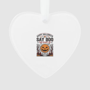 Halloween-Kürbis sagt Boo Gruselig Vintage_1 Ornament