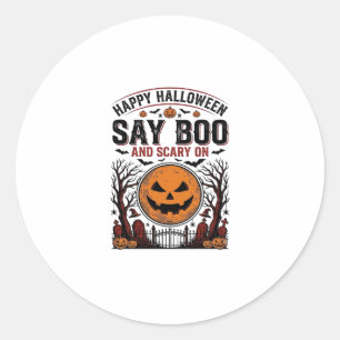 Halloween-Kürbis sagt Boo Gruselig Vintage_1 Runder Aufkleber