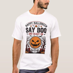Halloween-Kürbis sagt Boo Gruselig Vintage_1 T-Shirt