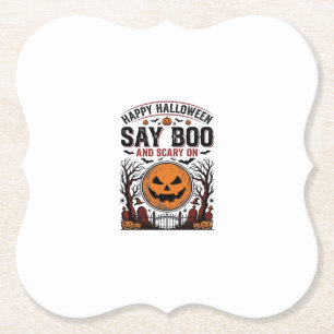 Halloween-Kürbis sagt Boo Gruselig Vintage_1 Untersetzer
