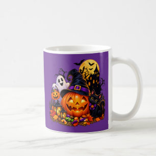 Halloween-Kürbis & schwarze Katze Tasse