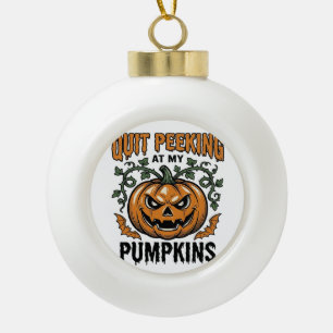 Halloween-Kürbis-Shirt Vintage-Gravur-Witz_1 Keramik Kugel-Ornament