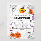 Halloween-Kürbis-Skateboard lila Einladung (Vorderseite)