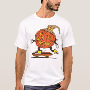 Halloween Kürbis Skater Skateboard T-Shirt