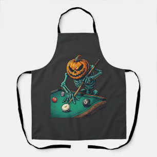 Halloween-Kürbis-Skelett spielt Pool-Billard Schürze