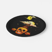 Halloween Kürbis Skull Pappteller (Schrägansicht)