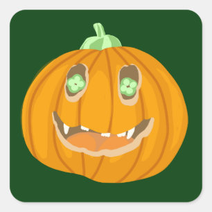 Halloween-Kürbis skurril und gruselig Quadratischer Aufkleber