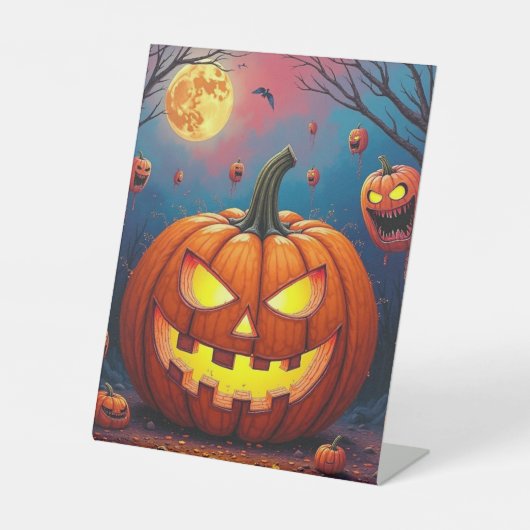 Halloween-Kürbis Sockelschild (Vorderseite)