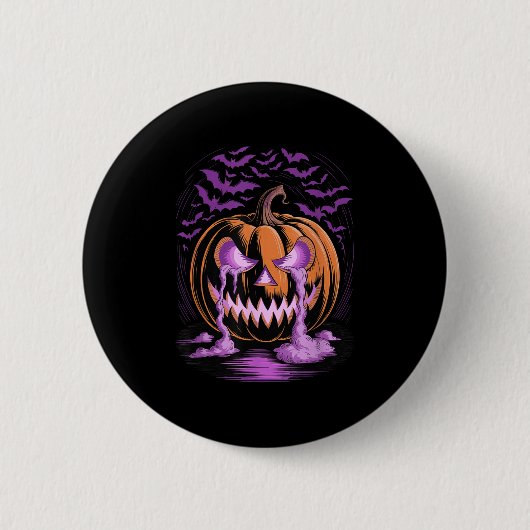 Halloween-Kürbis-Soky-Saison-Fledermäuse Button (Vorderseite)