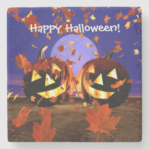 Halloween-Kürbis-Spielen Steinuntersetzer