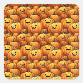 Halloween-Kürbis-Sticker Quadratischer Aufkleber