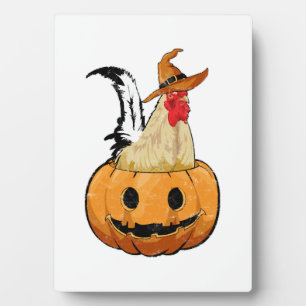 Halloween-Kürbis Süße Hexe Huhn Fotoplatte