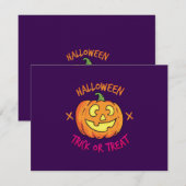 Halloween-Kürbis-Süßes-oder-Saures-Etikett Dankeskarte (Vorne/Hinten)