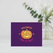 Halloween-Kürbis-Süßes-oder-Saures-Etikett Dankeskarte (Stehend Vorderseite)
