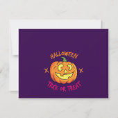 Halloween-Kürbis-Süßes-oder-Saures-Etikett Dankeskarte (Rückseite)