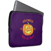 Halloween-Kürbis-Süßes-oder-Saures-Etikett Laptopschutzhülle (Vorne Rechts)