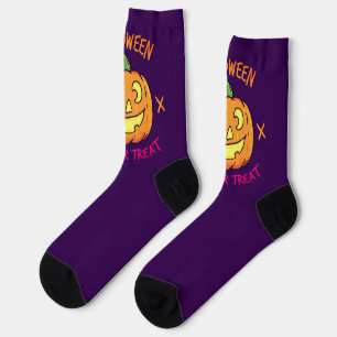 Halloween-Kürbis-Süßes-oder-Saures-Etikett Socken