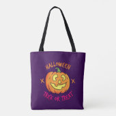 Halloween-Kürbis-Süßes-oder-Saures-Etikett Tasche (Rückseite)
