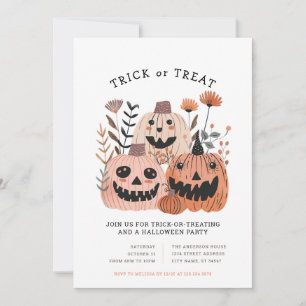 Halloween-Kürbis-Süßigkeiten-oder-Saures-Einladung Einladung