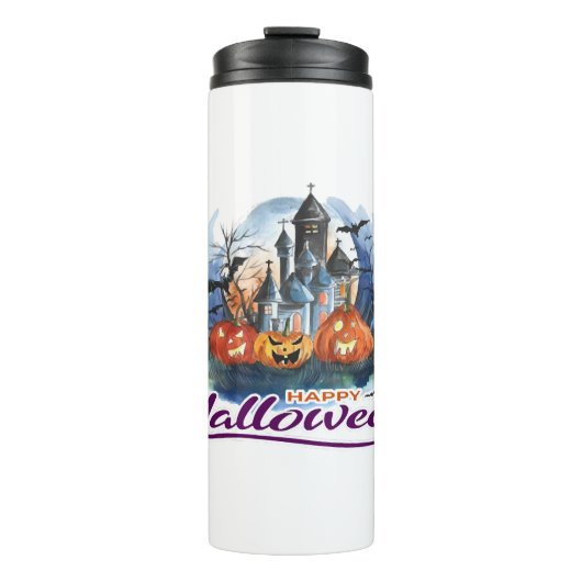 Halloween-Kürbis Thermosbecher (Vorderseite)