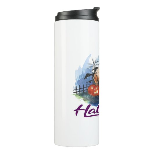 Halloween-Kürbis Thermosbecher (Nach links gedreht)