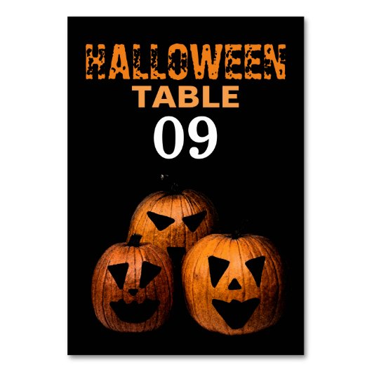 Halloween-Kürbis-Tischnummer Tischnummer (Vorderseite)