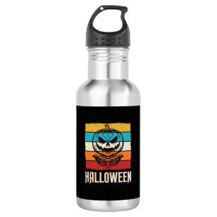 Halloween-Kürbis-Totenkopf Retro Vintage Edelstahlflasche