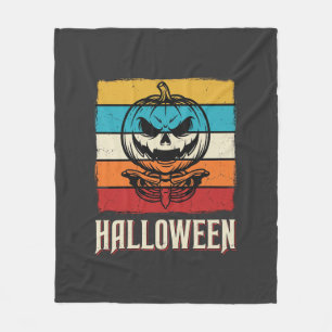 Halloween-Kürbis-Totenkopf Retro Vintage Fleecedecke