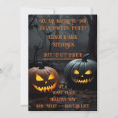 Halloween-Kürbis und Blumenmuster Einladung (Vorderseite)