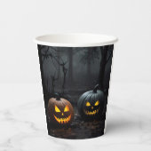 Halloween-Kürbis und Blumenmuster Pappbecher (Rückseite)