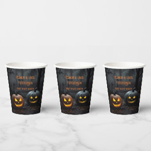 Halloween-Kürbis und Blumenmuster Pappbecher
