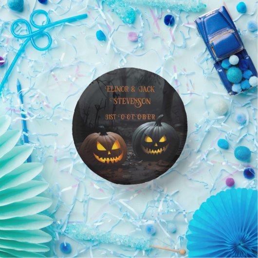 Halloween-Kürbis und Blumenmuster Pappteller (Party)