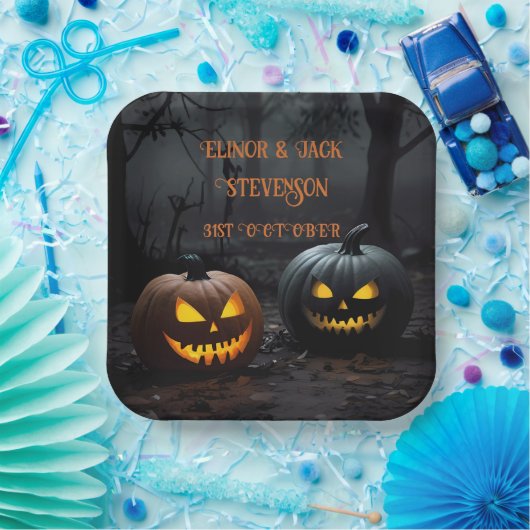 Halloween-Kürbis und Blumenmuster Pappteller (Party)