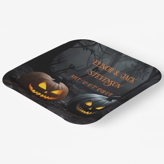 Halloween-Kürbis und Blumenmuster Pappteller (Gewinkelt)