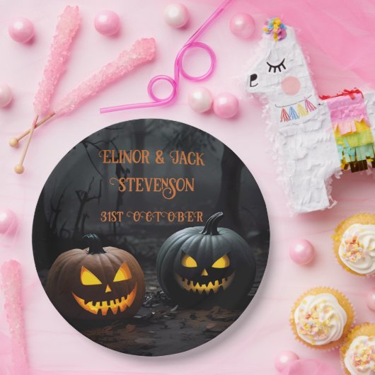 Halloween-Kürbis und Blumenmuster Pappteller (Party)