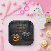 Halloween-Kürbis und Blumenmuster Pappteller (Party)