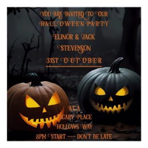 Halloween-Kürbis und Blumenmuster Poster