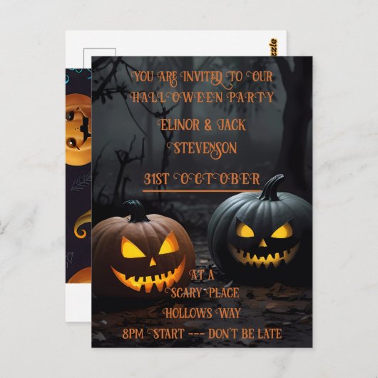 Halloween-Kürbis und Blumenmuster Postkarte (Vorne/Hinten)