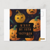 Halloween-Kürbis und Blumenmuster Postkarte (Rückseite)