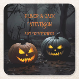 Halloween-Kürbis und Blumenmuster Rechteckiger Pappuntersetzer