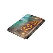 Halloween Kürbis und Fledermäuse Badematte (Schrägansicht)