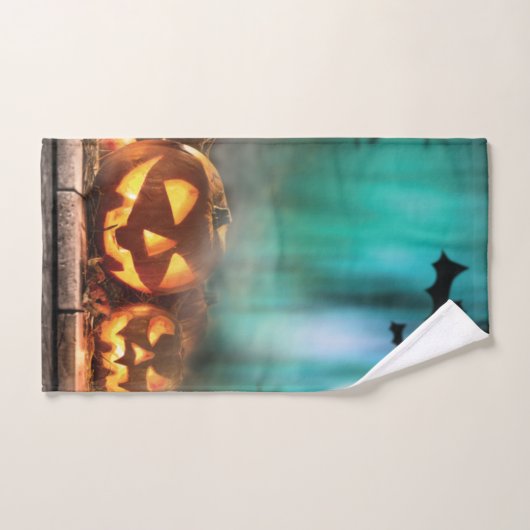 Halloween Kürbis und Fledermäuse Badhandtuch Set (Handtuch)