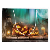 Halloween Kürbis und Fledermäuse Große Geschenktüte (Rückseite)