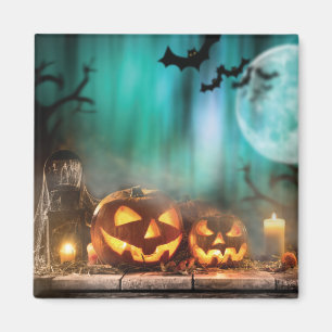 Halloween Kürbis und Fledermäuse Magnet