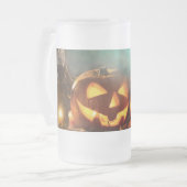 Halloween Kürbis und Fledermäuse Mattglas Bierglas (Vorderseite Links)