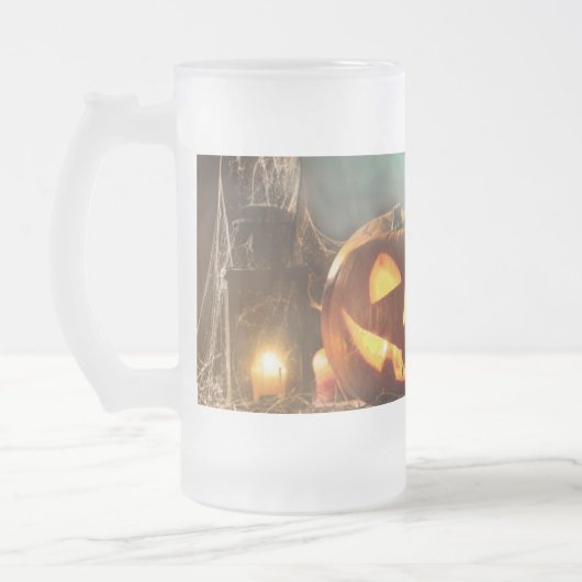 Halloween Kürbis und Fledermäuse Mattglas Bierglas (Links)