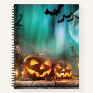 Halloween Kürbis und Fledermäuse Notizblock